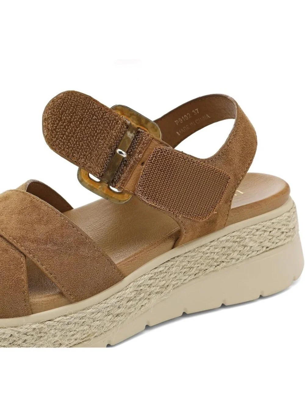 Womens Brown Comfortable Solid Espadrille Low Wedge Heel Platform Sandal Shoes